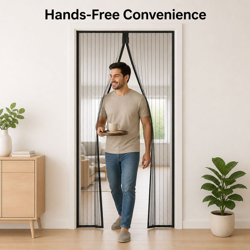 Magnetic mesh door curtain