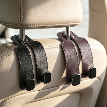 Car headrest bag hooks